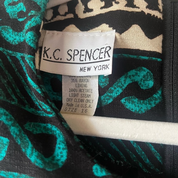 90’s Business Casual Patterned Green and Black Dress - Picture 10 of 12